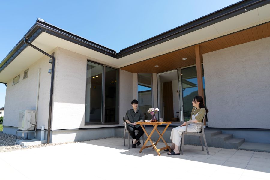 タイルデッキでのティータイム