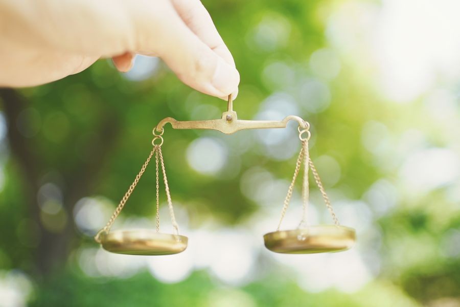 天秤を持つ手