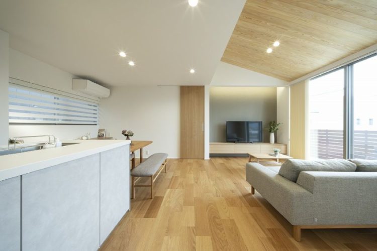 勾配天井のある平屋